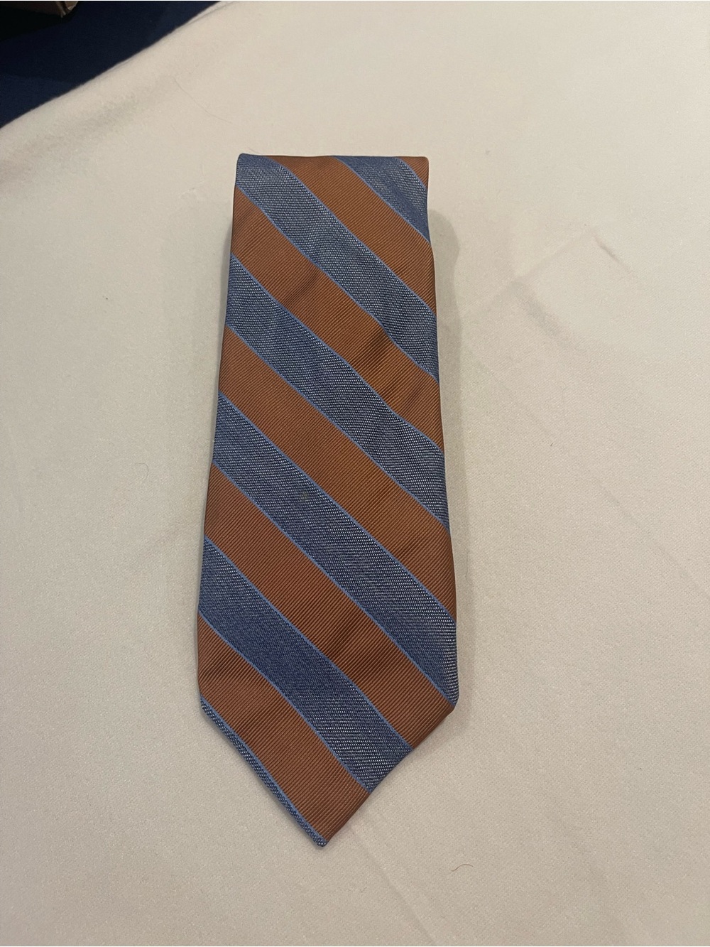 Robert Talbott Caramel Brown and Blue Diagonal Stripe Men’s Tie